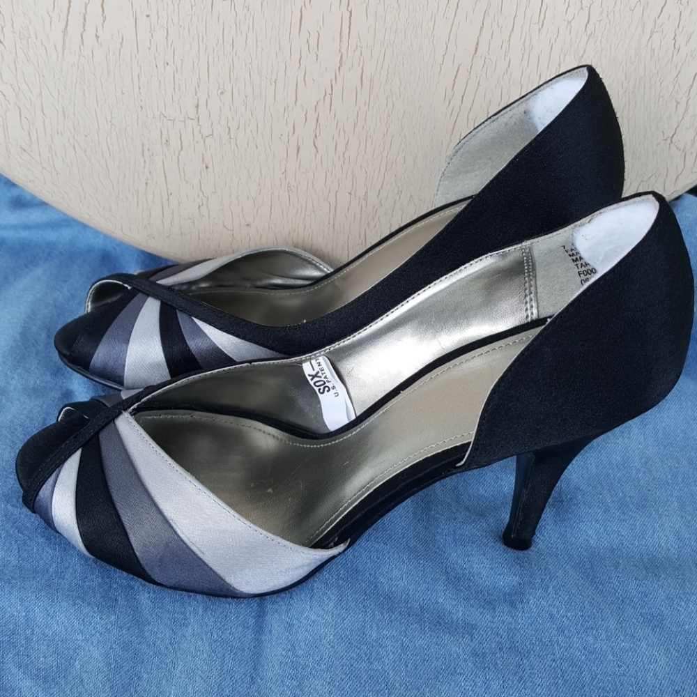 Massimo Open Side Peep Toe Satin Heel (7) - Picture 2 of 8